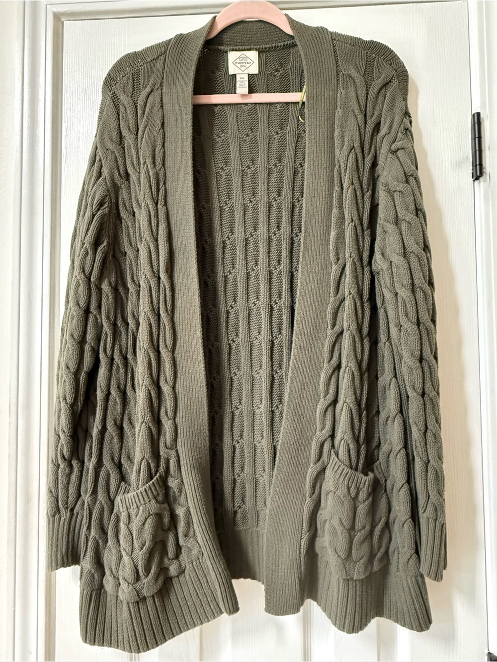 St. John’s Bay Olive Cable Knit Open Front Cardigan XXL